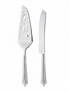 Stainless Steel Cake Server <b>Set</b> 2 Pieces Silver Cake Knife And Spatula With Elegant Design For Weddings And Parties - Product Image 1