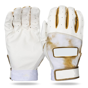 SINEWY SPORTS Custom Leather Batting Gloves Black Gold Trim <b>Hook</b> Loop Closure Unisex Adult Training Durable Ambidextrous - Product Image 1