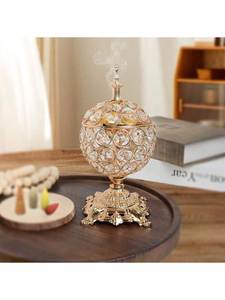 Luxury Crystal Iron <b>Bakhoor</b> & Arabic <b>Oud</b> Incense Burner Eco-Friendly Durable Sandalwood Aromatherapy Holder for Home Living Room - Product Image 3