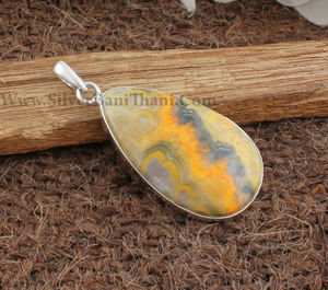 Collar de Plata de Ley 925 con Colgante de Jaspe Abeja Natural, Chapado en Platino, Hecho a Mano, Estilo Vintage, Unisex, Moderno, Venta al por Mayor - Product Image 2