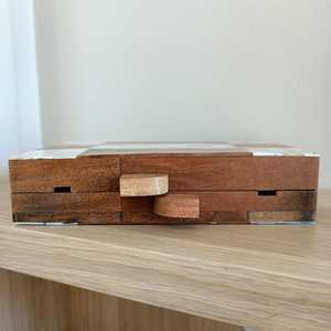 Bolso de mano de madera hecho a mano con incrustaciones de nácar, diseño geométrico, recuerdo de boda, regalo, bolso de noche, bolso de lujo para mujer, bolso de moda. - Product Image 5