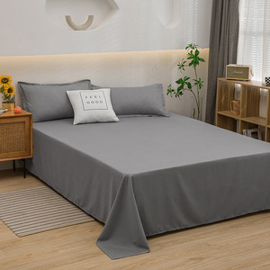 Solid Color High-density Cheap Price Bed <b>Sheet</b> Plain Color White/grey Hotel Home Bedsheets Bed Cover with Pillow Covers Bedding - Product Image 3
