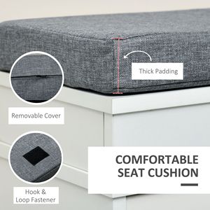 Moderna panca portaoggetti per scarpe grigio bianco con imbottitura spessa e chiusura a gancio e ad anello per ingresso corridoio - Product Image 6