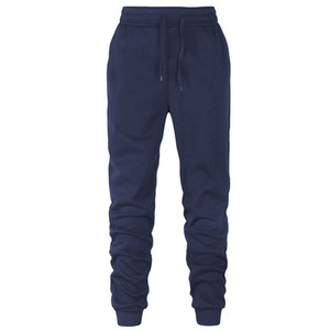 Pantalon de jogging décontracté en coton noir pour homme, taille élastique avec cordon de serrage, tricoté mi-lourd pour l'automne - Product Image 4