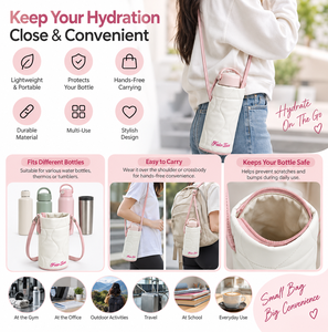 PU Leather Water Bottle Carrier <b>Bag</b> with Shoulder Strap - Product Image 5