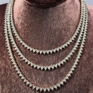 Listo para enviar, regalo personalizado, diseño de tenis de ilusión de corazón de Hip Hop con VVS Clarity, collar de moissanita de diamante redondo de 3MM DE LA India - Product Image 4