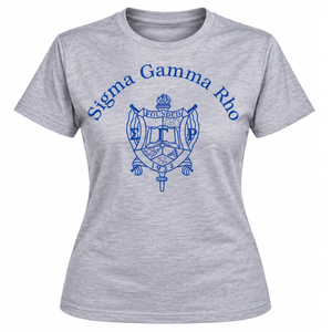 เสื้อยืดสีเทาเฮเทอร์ Sigma Gamma Rho ลายกราฟิก Blue Crest 1922 แขนสั้น คอกลม เสื้อผ้าชมรมกรีก เสื้อลำลอง - Product Image 3