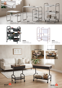 Chariot utilitaire industriel à 2 niveaux, mobile, avec plateau en bois et structure métallique, design moderne pour la cuisine, la salle de bain, le salon et le rangement de bureau - Product Image 5