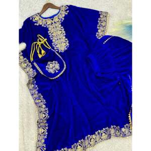 Caftán de diseñador con bordado Dhoti y borde de encaje elegante, talla XL - Product Image 2