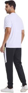 Hot Sale Men Vertical Striped Colorblock Tracksuit Short Sleeve T Shirt and Sweatpants Set Casual Athletic Sports Suit - Product Image 4