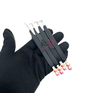 Nouvelles pinces à cils 2025 pour extensions de volume, pointues, avec grip diamant, préhension parfaite, noir mat, anti-magnétiques, en acier inoxydable - Product Image 6
