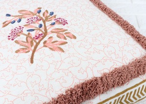 <b>Boho</b> Brick Red Tufted <b>Cushion</b> <b>Cover</b> Floral Border Embroidery Decorative Pillow <b>Cover</b> for Home Decor - Product Image 5