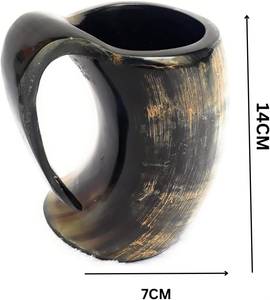 Mug en corne de buffle artisanal et écologique, style viking, animalier et religieux, pour bière et café, Inde FAIZA CRAFT FC-5556 - Product Image 6