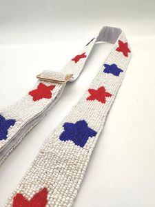 <b>Red</b> White and Blue Star Beaded <b>Purse</b> Strap Adjustable Handbag Strap Clear Bag <b>Purse</b> Strap American Flag <b>Purse</b> Strap - Product Image 2
