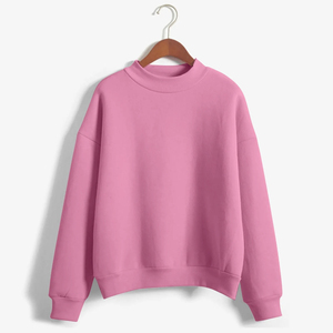เสื้อสเวตเชิ้ตคอเต่าทรงโอเวอร์ไซส์สำหรับผู้หญิง แต่งขอบคอ ขอบแขน และชายเสื้อแบบริบตัดสี ผ้าฟลีซหนานุ่ม - Product Image 4