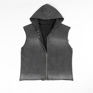 Chaleco de Forro Polar sin Mangas con Capucha para Hombre, con Cierre de Cremallera, Color Degradado, Diseño Sólido, para Otoño - Product Image 5