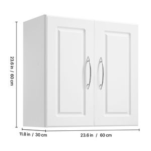 2-Tier Adjustable <b>Shelf</b> <b>Wall</b> <b>Mounted</b> Hanging Cabinet for Kitchen & Laundry Room 2-Door Cupboard Storage <b>Wall</b> <b>Shelves</b> Kit - Product Image 5