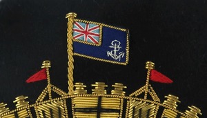 100% Hand Embroidery 3D Eco-Friendly Customizable Badges Denim Fabric Gold Crown with Red Flag OEM-Service Handmade - Product Image 6