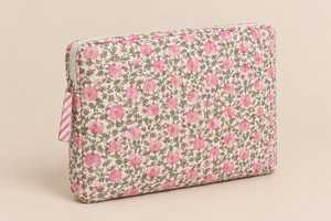 Housse pour ordinateur portable en coton matelassé imperméable à imprimé floral, fermeture à glissière, étui de protection QB-007, style classique Rajasthan - Product Image 2