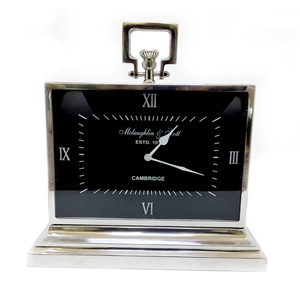 Roman Numerical Table Clock Aluminum Metal Home Office <b>Study</b> <b>Desk</b> Round Shape Quartz Analog Golden Plated - Product Image 6