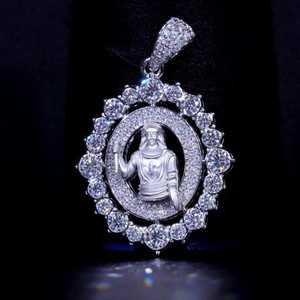 Pendentif religieux en moissanite sertie de pierres, visage de Jésus sur plaque ronde, en argent sterling 925, bijoux fins, pendentifs et breloques - Product Image 4