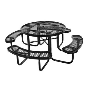 Tavolo da Picnic Rotondo Resistente da 46 Pollici, Arredo da Esterno Resistente alle Intemperie, Set da Pranzo per Patio con Tavolo in Acciaio Rivestito e Foro per Ombrellone - Product Image 1