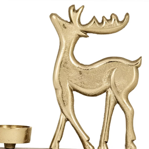 Porte-bougie de Noël en forme de renne, nouveau design, finition or et nickel, avec base en bois de manguier - Product Image 3