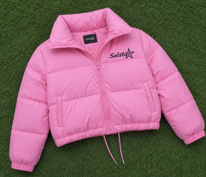 <b>Women</b>’s Pink Cropped Puffer Jacket with <b>Sherpa</b> Hood Custom Winter Quilted Hooded Down Jacket OEM/ODM <b>Women</b>’s Short Puffer <b>Coat</b> - Product Image 6
