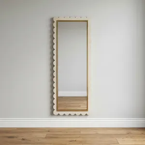 Scalloped Wooden Framed <b>Mirror</b> <b>Rectangle</b> Modern Design Freestanding Home Decor - Product Image 6