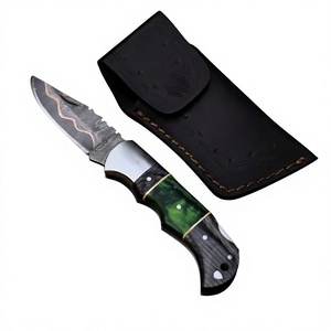 Cuchillo Plegable de Acero de Damasco PERKIN STEEL INDUSTRIES con Empuñadura Firme, Herramienta Multifuncional para Camping y Actividades al Aire Libre, Grado DIY OEM - Product Image 1