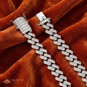 Collier en argent sterling 925 avec moissanite, chaîne cubaine, bijoux de mode pour femmes et hommes, bijoux fins de la ville de New York, style moderne classique - Product Image 2