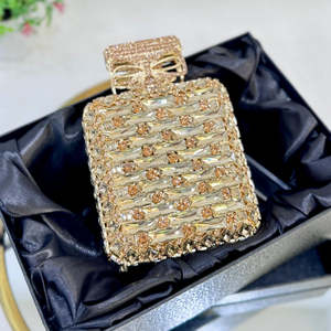Pochette de soirée classique en PU avec perles et cristaux demi-lune pour femme, accessoires de mariage et de fête, provenance Inde - Product Image 4