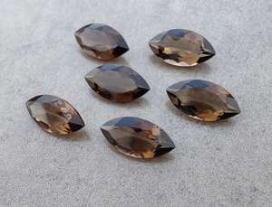 พลอยสโมคกี้ควอตซ์สีน้ำตาลธรรมชาติ รูปทรงมาร์คีส์ เจียระไนแบบเหลี่ยม ขนาดมาตรฐาน สำหรับทำเครื่องประดับ - Product Image 3