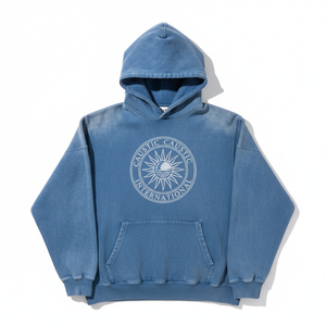 Custom Acid Wash Hoodie Men Heavyweight Rhinestone Embroidered Distressed Vintage Sun Faded Oversized Fleece Streetwear - Product Image 1