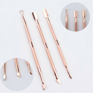 Kit de Manucure Professionnel 3 Pièces en Acier Inoxydable Rose Doré pour Soin des Ongles, Repousse-cuticules et Dissolvant de Gel – Marque Privée - Product Image 4