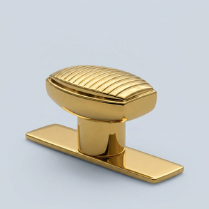 Modern Oval Brass Cabinet Knob with Rectangular Backplate Durable Nickel Polished Furniture Handle for Drawer <b>Door</b> Home Office - Product Image 3
