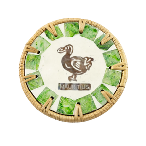 Posavasos con Incrustaciones de Concha Estilo Tropical, Borde de Ratán, Protector de Bebidas Decorativo con Madreperla Exótica - Product Image 2