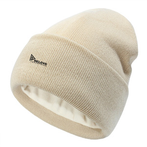 <b>Plain</b> Acrylic Wool Knit 3D Embroidery Beanie <b>Caps</b> Winter Warm Bennie Men Women Solid Beach Business Scenes Wholesale - Product Image 3
