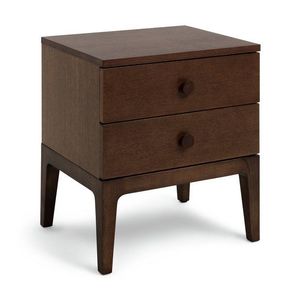 โต๊ะข้างเตียงไม้สักสไตล์มิดเซ็นจูรี่ 2 ลิ้นชัก ขาเรียว - Product Image 2