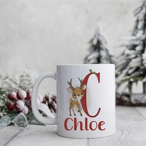 White Ceramic <b>Christmas</b> Name Mug Personalized Initial Cute Design Dishwasher Safe <b>Gift</b> <b>Box</b> Holiday <b>Gift</b> for Kids and Family - Product Image 2
