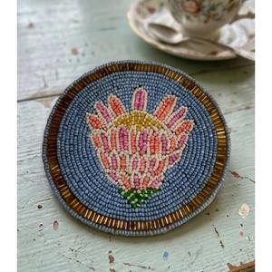 Colorful Beaded Coaster Handmade Round Floral Design Drink Coaster <b>Table</b> <b>Protection</b> Mat Stylish Home Decor Unique Gift Idea - Product Image 6