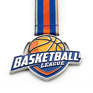 Trofeo de baloncesto y medallas metálicas personalizadas para premios de eventos, concursos y recuerdos. - Product Image 1