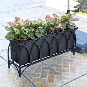 Modern Metal Garden Planter Box Outdoor Decorative Flower <b>Pot</b> <b>Stand</b> Rectangular Planter - Product Image 1