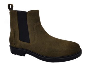 Botas Chukka de Cuero Color Oliva para Hombre, con Cordones, Punta Cerrada, Suela de Goma, Entresuela de EVA, Aumento de Altura, Antideslizantes, para Oficina y Trabajo - Product Image 1