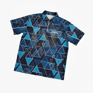 Chemises de pêche à manches courtes en polyester, grande taille, sportswear, impression intégrale personnalisée de haute qualité avec logo. - Product Image 1