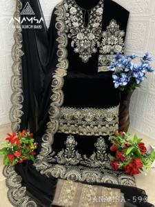 Exquisito Conjunto de Salwar Kameez Indio para Mujer, con Bordado de Diseño, Lentejuelas, Terciopelo Elegante, Dupatta Estampada, Ropa Formal Sin Costuras - Product Image 6