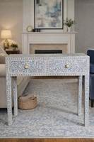 Table console de salon moderne de haute qualité avec incrustation de os décorative, design artistique de surface en mosaïque de luxe fait main