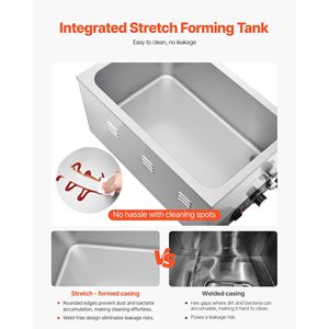 Scaldavivande Elettrico Commerciale in Acciaio Inox da 1200W, Riscaldamento Rapido, Bagnomaria Staccabile per Banco da Lavoro, Attrezzatura per Mantenimento Calore - Product Image 5