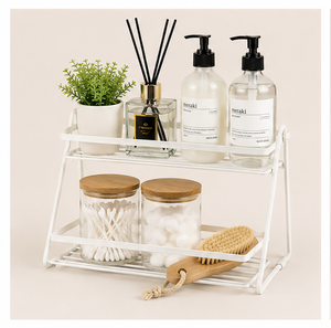 Wholesale 2 Tier White Metal Spice <b>Rack</b> Organizer for <b>Kitchen</b> Countertop Space-Saving Multipurpose <b>Storage</b> Shelf Stand - Product Image 3