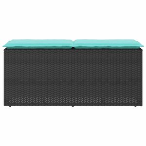 ม้านั่งลานกลางแจ้งสีดำพร้อมเบาะรองนั่ง 43.3"x15.7"x17.3" เฟอร์นิเจอร์กลางแจ้งหวายโพลีสุดหรู - Product Image 4